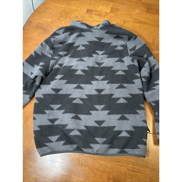 The North Face Mens Large 1/2 Zip Jacket Grey Aztec Fleece Long Sleeve Mock Neck - Picture 15 of 15